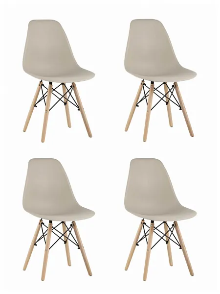 Стул Eames Style DSW бежевый x4 (разборный каркас)