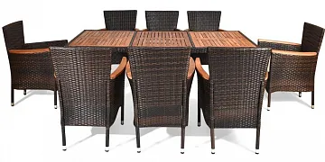 Комплект плетеной мебели AFM-480B 200x90 Brown (8+1)