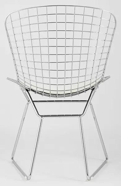 Стул обеденный Bertoia хромированный с белой подушкой фото 4
