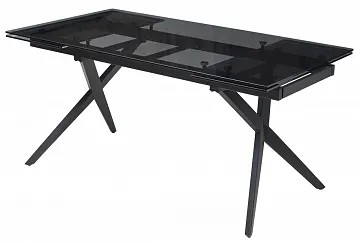 Стол ADRIA 160 SMOKED BLACK GLASS Дымчато-черное стелко/ черный каркас, ®DISAUR