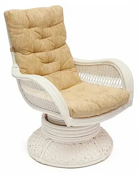 Кресло-качалка ",ANDREA Relax Medium", /с подушкой/ TCH White (белый), Ткань рубчик, цвет кремовый