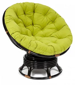 Кресло-качалка ",PAPASAN", w 23/01 B / с подушкой / Antique brown (античный черно-коричневый), флок Олива, 23