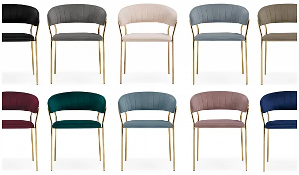 Стул на металлокаркасе Kamelia 1 light gray fabric / gold фото 9