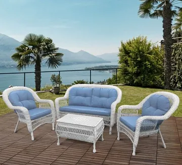 Плетеный комплект для отдыха из искусственного ротанга LV-520 White-Blue