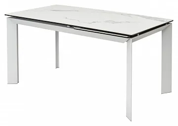 Стол CREMONA 140 MATTE STATUARIO Белый мрамор матовый, керамика/ белый каркас, ®DISAUR