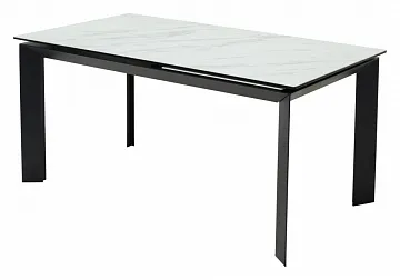 Стол CREMONA 160 KL-99 Белый мрамор матовый, итальянская керамика / черный каркас, ®DISAUR