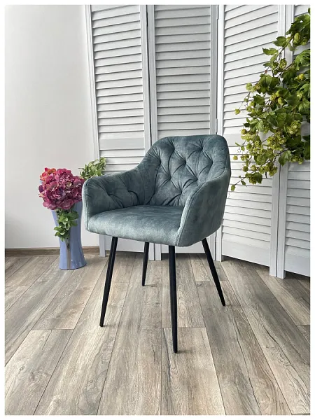 Стул PERU PK6015-15 GREY GREEN античный серо-зеленый, велюр фото 2