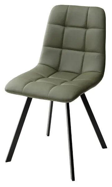 Стул CHILLI SQUARE HK017-22 серо-эвкалиптовый, PU/ черный каркас