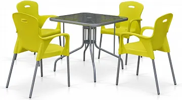 Комплект мебели для кафе TL80x80/XRF065BY-Yellow (4+1)
