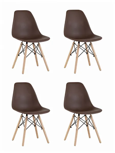 Стул Eames Style DSW коричневый x4 (разборный каркас)