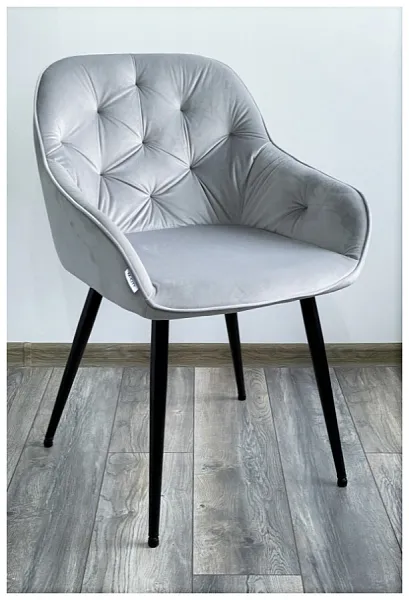 Стул BREEZE BLUVEL-03 LIGHT GREY, велюр / черный каркас фото 2