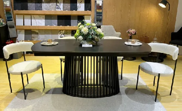 Стол DESIO 180 PURE BLACK SOLID CERAMIC Черный мрамор матовый, керамика/Черный каркас, ®DISAUR фото 2
