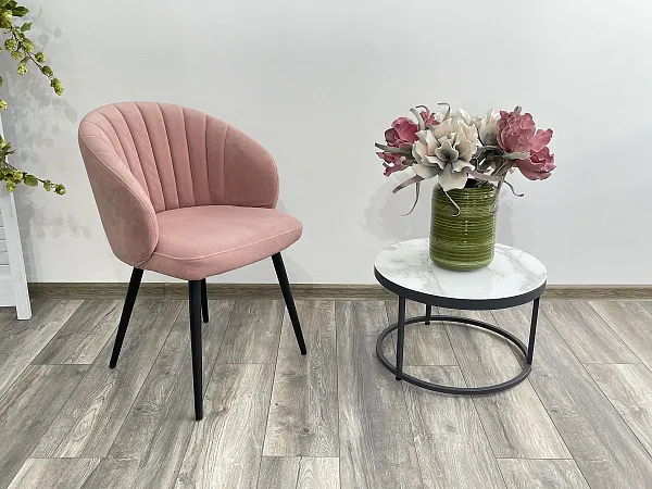 Стул Зефир Teddy 026 Розовый, велюр / черный каркас фото 5
