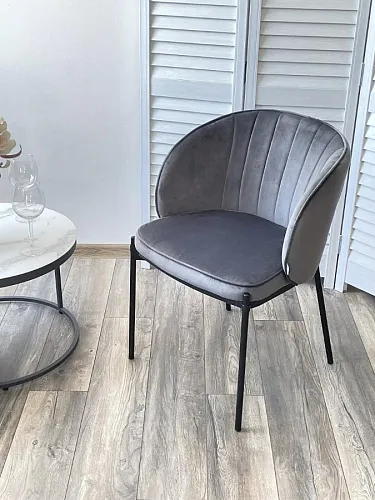 Стул DIANA BLUVEL-14 GREY, велюр / черный каркас