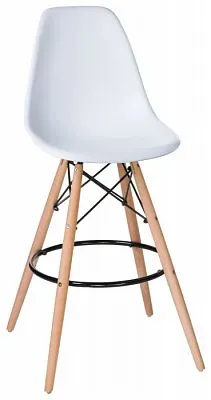 Стул барный DSW BAR ножки светлый бук, цвет сиденья белый W-02