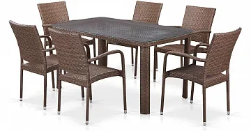 Комплект плетеной мебели T51A/Y376-W773-150x85 6Pcs Brown
