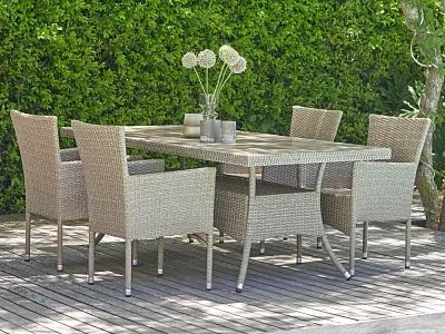 Комплект плетеной мебели AM-196/T196 Beige 4Pcs (4+1)