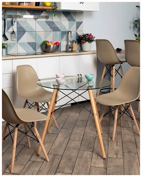 Стул Eames Style DSW бежевый x4 (разборный каркас) фото 6