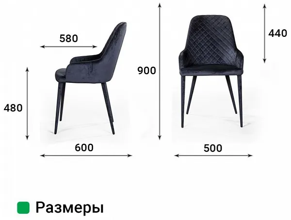 Стул Douglas, бархат чёрный фото 9