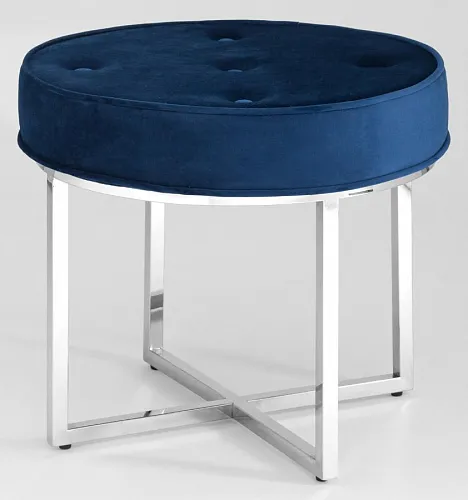 Банкетка САПФИР велюр синий сталь серебро