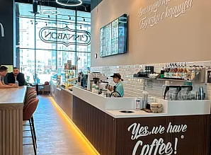 Барная стойка для кафе-пекарни Cinnabon в ТЦ "Небо" Фото 2