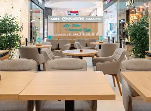 Барная стойка и мебель для кафе-пекарни Cinnabon в ТРЦ «Галерея» в Санкт-Петербурге Фото 27
