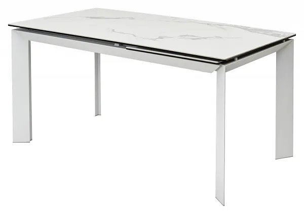 Стол CREMONA 140 MATTE STATUARIO Белый мрамор матовый, керамика/ белый каркас, ®DISAUR