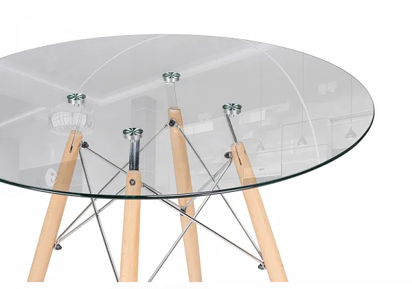 Стол PT-151 90х90х76 clear glass / wood фото 3