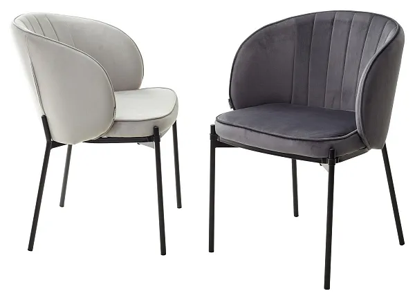 Стул DIANA BLUVEL-03 LIGHT GREY, велюр / черный каркас фото 5