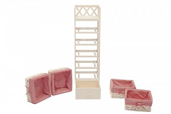 Тумба с ящиком Secret De Maison CAGE 5 ( mod. 4340 ) paulownia, мдф, 34x30x104см, butter white (слоновая кость), ткань - красная клетка фото 6