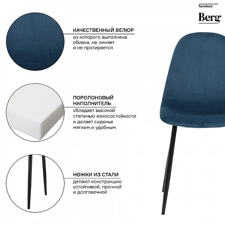 Стул Breeze, вельвет, синий фото 18