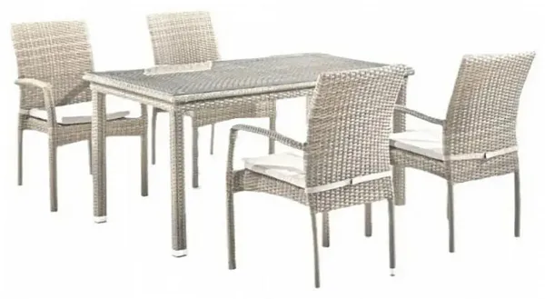 Комплект плетеной мебели T256C/Y376C-W85 Latte (4+1) + подушки на стульях