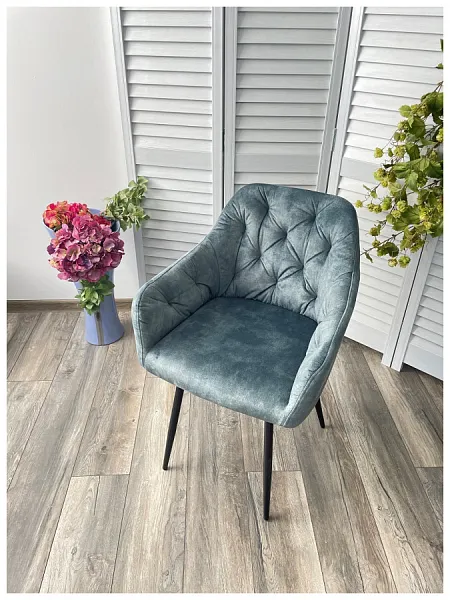 Стул PERU PK6015-15 GREY GREEN античный серо-зеленый, велюр фото 3