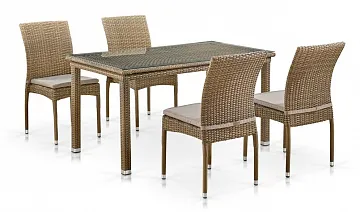 Комплект плетеной мебели T256B/Y380B-W65 Light Brown (4+1)
