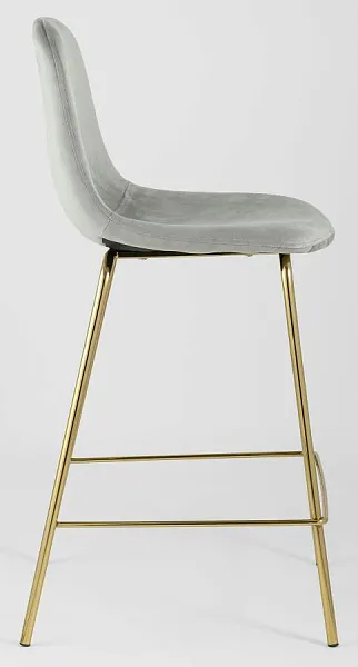 Стул полубарный Валенсия велюр серый золотые ножки фото 2