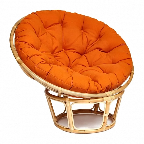 Кресло,PAPASAN ECO, P115-1/SP STD / c подушкой, ремешками / Natural (натуральный), ткань Оранжевый, С 23