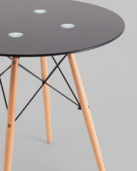 Стол круглый EAMES DSW NEW D=80 стеклянный черный фото 5