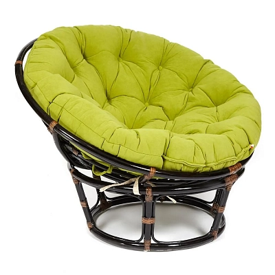 Кресло,PAPASAN,  23/01 W /с подушкой/ Antique brown (античный черно-коричневый), флок Олива, 23